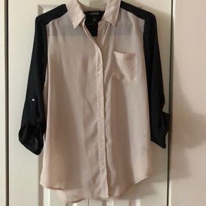 Women’s button down shirt with roll-tab sleeves
